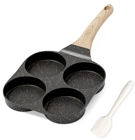 RIOVARM Antiaderente Padella Induzione Granito Piccola PFOA Free Rotonda 4 Fori Omelette Uova Pancake Colazione