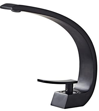 Black Gold Copper Basin Faucet Hot and Cold Water Tap for Bathroom Undercounter Washbasin Single Hole Large Elbow Tap