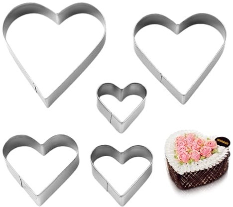 5 Stück Herz Ausstecher,Herzform Ausstecher Edelstahl,Herz Ausstechform Shape,Herzform Backform,Herzbackform,KuchenformHerz,Plätzchenausstecher Geburtstag,Ausstechformen Kinder,Ausstech Formen Ostern