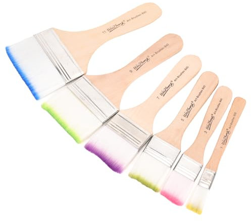 GADITIEK 6 Stück flachpinsel für Pinsel acrylfarbe, Acryl Pinsel Set-12、20、30、45、55、70mm Breite, Künstler Ölfarben Pinsel Set mit Holzgriffe für Farbe, Beize, Leim, Kleber, Malen