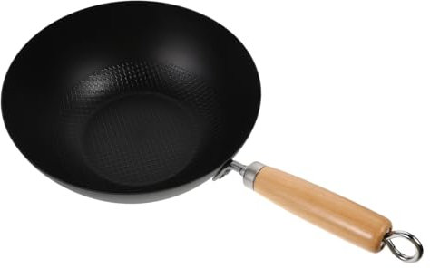 ELAYARD Traditional Wrought Iron Wok Pan Japanese Frying Pan for Gas Stove Versatile Cooking Tool for Stir Frying Steaming and More for Single Serving Meals