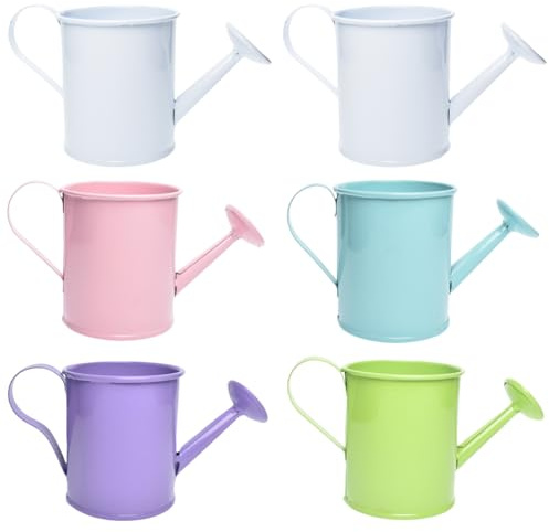 Mini Handmade Decorative Watering Can, Set of 6, Height 2.36 inch, Cute Metal Jug for Hand Crafts,Garden Theme Parties, Home Decor and Accessories of Refrigerator Magnets (Height 2.36 inch)