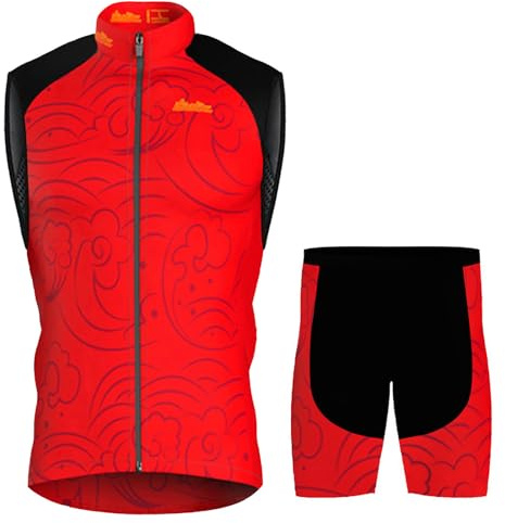 Completo Ciclismo Uomo Abbigliamento Bici MTB Estivo Maglia Ciclista Senza Maniche,Maglietta de Bicicletta Gilet e Pantaloncini Shorts Bike con 9D Gel Imbottiti,Tuta Ciclo Asciugatura Rapida(6,S)