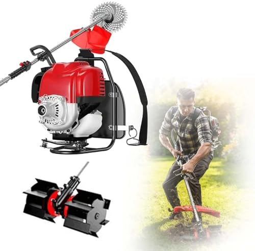 1000W Decespugliatore A Zaino A Benzina 4 Tempi, Tagliabordi Diserbo Prato Fresatrice, 35.8CC 7000 Giri/min Attrezzi Da Giardino Per Taglio Rapido E Preciso Giardini E Prati