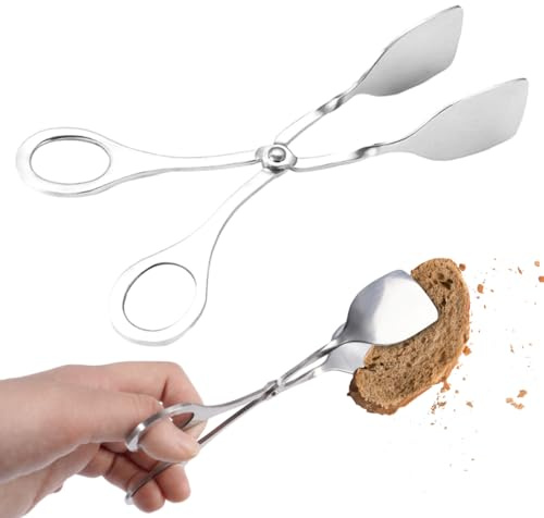 Varenzya Pinzas Cocina Acero Inoxidable 18x7x3.5 cm, Pinzas para Ensalada con Asas de Tijera, pinza comidapara Barbacoa y Cocina, para Pan, Pizza, Fruta, Asados, Filetes