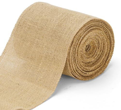 jijAcraft 15cm Juteband Breit Natur: 10m Burlap Band zum Tischläufer, Sackleinen Dekoband für Boho Hochzeit, Leinen Bastelband für Stuhlschleifen, Weihnachtskranz, Baumschutz