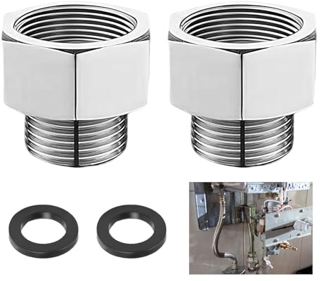 2 Pièces Adaptateur Réducteur 1/2 Pouce Femelle vers 3/8 Pouce Mâle, Adaptateur Fileté en Cuivre avec Joint, Adaptateur Hexagonal pour Robinet, Vanne d’Angle, Tuyau et Sanitaire