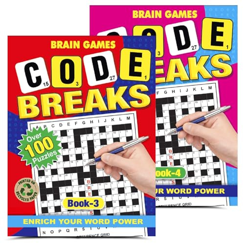 G4GADGET Codeword Puzzle Books for Adults – Pack of 2 Code Breaker Puzzle (Book 3 & Book 4) | 136 Pages Each | Fun & Challenging Codewords Puzzle Books for Adults | Brain Training & Logic Word