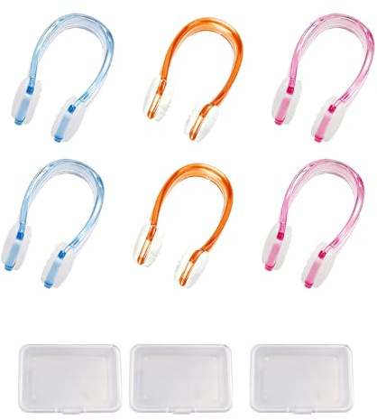 6Pcs Nose Clips Swimming,Soft Silicone Non Slip Reusable Nose Clip with Box | Durable Silicone Colorful Clear Swimming Nose-Plugs Protector Clip with Individual Boxes,Swim Plug for Water Sports Beginner