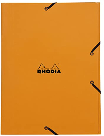 RHODIA 24328C - Chemise à Élastiques - Pochette Cartonnée 3 Rabats Orange - 24x32 cm - Carte Enduite Résistante - Rangement Bureau et Classement de Documents Format A4 - Filing
