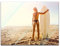 Bilderdepot24 Glasbild Surfer Girl - 80x60 cm - Deko Glas - brilliante Farben, inkl. Aufhängung
