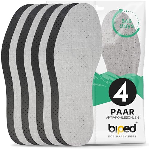 biped 4 paires de semelles en charbon actif - Semelles pour hommes et femmes contre la transpiration et les odeurs - Semelles latex souples pour des pieds frais z2727(41)