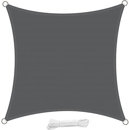 swift Sonnensegel 2x2 Meter Quadratisch UV Schutz HDPE Wetterbeständig Atmungsaktiv Quadrat 2x2m Sonnenschutz Balkon Garten und Terrasse, Anthrazit