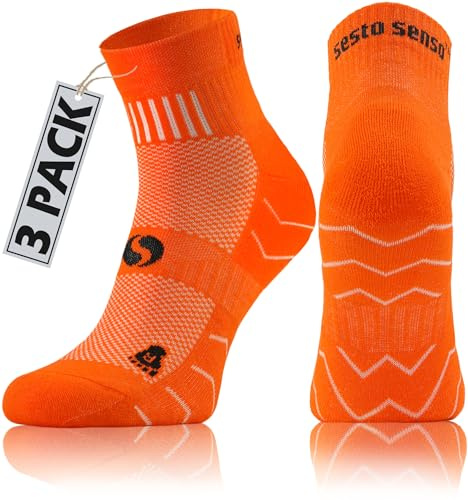 sesto senso Chaussettes Sport Colorées en Coton Femme Homme Lot de 3 Paires 35-38 Orange