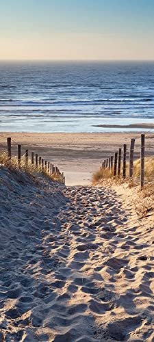 VIRANDA Türtapete Selbstklebend Türposter 3D - Schöner Weg zum Strand - Türaufkleber Türfolie Meer Sand Ostsee Landschaft 77x200cm