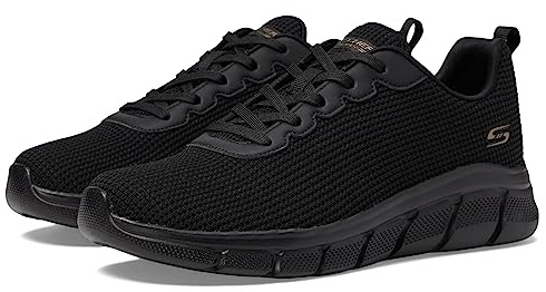 Skechers Women's BOBS Sport Women's Sneakers – Visionary Essence Lace-Up Knit, Vegan & Washable, Black, 9 Wide