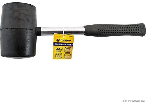 8oz, 16oz, 32oz Solid Rubber Mallet Hammer with Soft Grip for Slabs, Bricklaying, DIY Jobs, Tent Pegs,Camping Paving Racking Laying Tiles Construction (32oz Black)