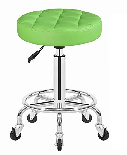 Bar Stool Faux Leather Upholster Adjustable Swivel Gas Lift Large Base 9 Colors (Color : Black) (Green)