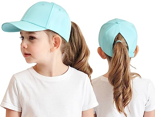 Cysocool Kinder Pferdeschwanz Baseballkappe 3-8 Jahre Mädchen Jungen Golf Visor Basecap Hut Sonnenblende Hut UV-Schutz Schirmmütze Sommermütze Junior Sommerhut Tennis Kappe Sonnenhut Visier UPF 50+
