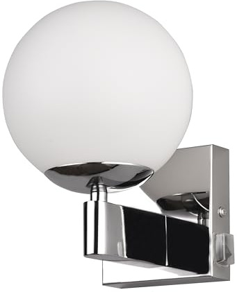 Trio Lámpara de Pared de Baño Kula 284270106, Metal Cromo, Cristal Blanco, excl. 1x E14