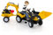 DREAMADE Trettraktor, Kindertraktor mit Anhänger & Schaufel & Frontlader, Kinderbagger Sitzbagger mit Hupe & Rechen, Tretfahrzeug für Kinder ab 3 Jahren (Gelb)