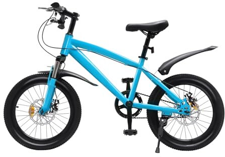 KEESUNG 18 Zoll Kinderfahrrad, Mädchen Jungen Mountainbike Stil Unisex Kinder Fahrrad Mountainbike Kid's Bike Universal Kinderrad Fahrrad Lenkrad und Sattel Höhenverstellbar Kinderfahrrad, Blau