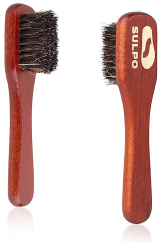 SULPO Cremebürste Tiegelbürste Schuhbürste - Schuhbürsten Rosshaar zum Auftragen von Schuhcreme und Schuhwachs - Weiche Bürste - Buchenholz - Lederbürste Schmutzbürste Schuhe - 2 Stuck - Schuhpflege