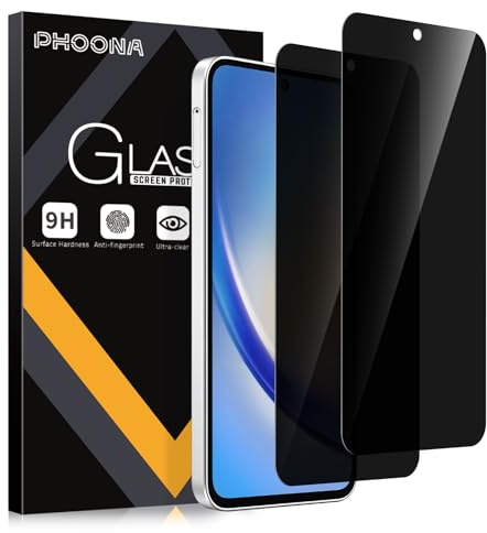 Phoona Privacy Pellicola Protettiva per Samsung Galaxy A35 5G 6,6 Pollici, 2 Pezzi Anti-Spy in Vetro Temperato per Samsung A35, Anti peeping Protezione Schermo