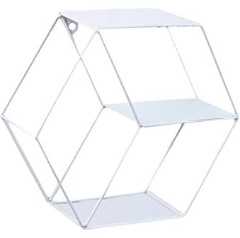 ABOOFAN Modernes Sechseckiges Wandregal Zum Aufhängen Eisen Doppellagige Aufbewahrung Einfache Installation Weiße Dekorative Regale Für Das Wohnzimmer