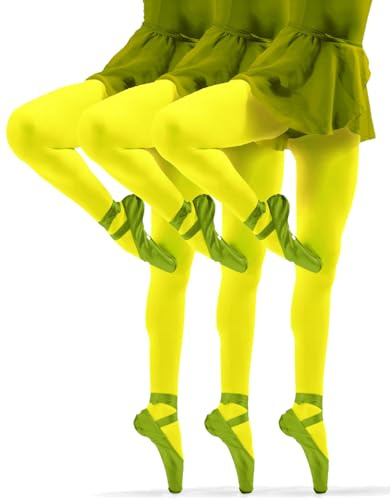 sesto senso 3 Paia Collant Ragazza 40 Den Giallo neon Colorata Coprente Microfibra Bambina 140-146 Yellow neon