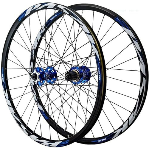 26/27.5/29 Tums MTB Hjulset Skivbroms Snabbkoppling Mountainbike Hjul Legering Dubbellager Fälg Fram och Bakhjul för 7-12 Speed Kassett 32 hål,Blue,27.5inch