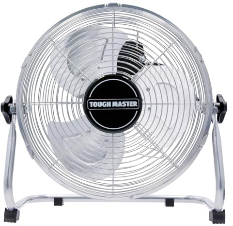 TOUGH MASTER Drum Fan Industrial Floor Fan High Velocity 3 Speed Air Cooling Heavy-Duty with Adjustable Head Tilt for Home, Commercial, Office, Warehouse, Workshop (12 Inch)