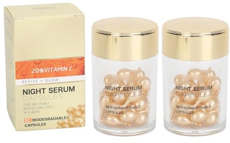 Capsule de Sérum pour le Visage, 60 Pièces Capsule pour le Visage à la Vitamine C, Hydratante, Réparatrice, Barrière Cutanée, Antioxydant, éclaircissant, Capsule de Sérum