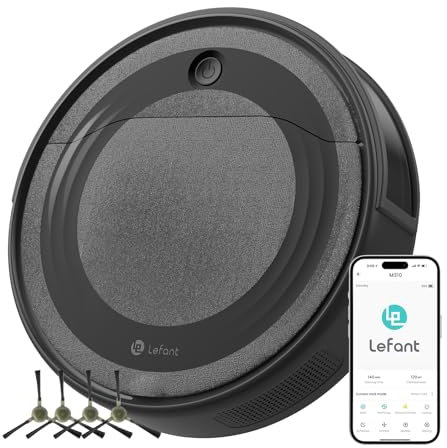 LEFANT Robot Aspirador 4500Pa de Succión, Mini Robot Aspirador, Evasión Precisa de Obstáculos, Antienredos Ideal para Pelo y Suelos Duros, Control por App/Alexa, M310