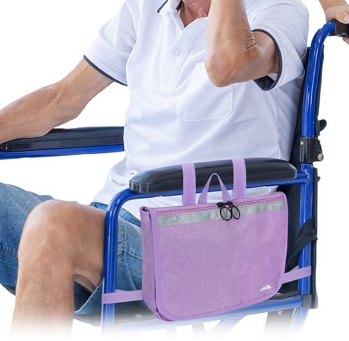 supregear Bolsa Andador, Bolsa de Almacenamiento Lateral Multifuncional para Andadores Sillas de Ruedas y Scooters de Rodilla para Adultos Mayores, Bolso Portátil de Viaje, Púrpura