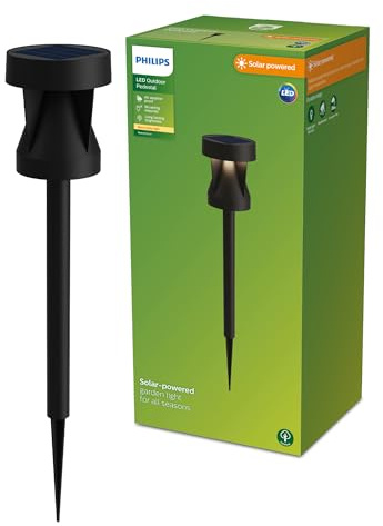 PHILIPS Avery Outdoor Solar Pedestal Light, 2700 K, 200 lm, Black​