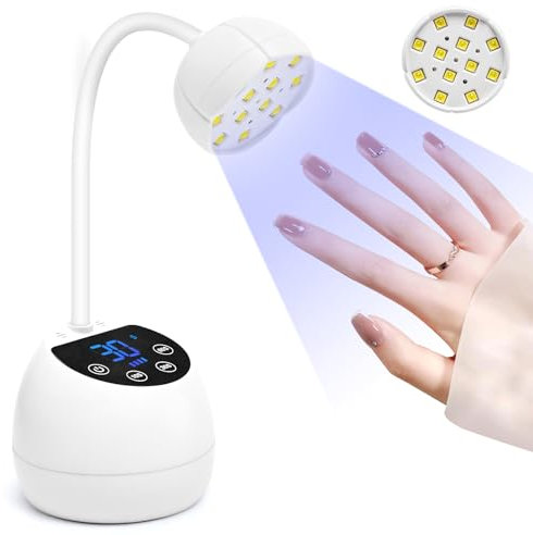 ANRUI Mini Lampe UV Ongles Gel: 36W Lampe UV avec Capteur Automatique Intelligent et Écran LCD - 4 Modes de Minuterie - 12 Perles LED - Portable Sèche-Ongles Rechargeable pour Salon et Maison - Blanc