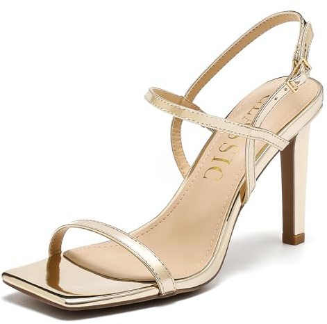 Sowdus Tacchi Donna Sandali con Tacco alto Punta Aperta Quadrata Scarpe Cinturino Alla Caviglia Regolabile Tacchi a Spillo per Matrimonio