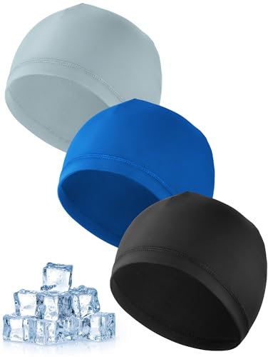 MELLIEX 3 Stück Cooling Fahrradmütze Unter Helm, Atmungsaktiver Eisseidenhut Sommer Sportmütze Multifunktionale Skull Cap für Herren Damen