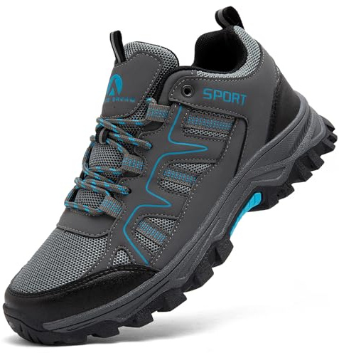 ASOCO DREAM Wanderschuhe Herren Damen Trekkingschuhe Leicht Outdoorschuhe Atmungsaktiv Bergschuhe Wanderhalbschuhe,Grau,41 EU