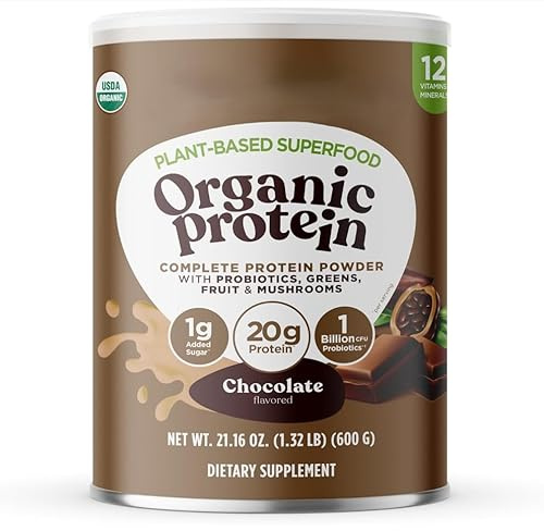 Organic Vegan Protein Powder � Plant-Based Creamy Cacao Protein with Lion�s Mane, Choclate Flavored 600 g