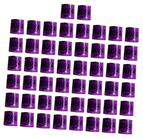Lot de 50 Anneaux de Pied pour Pigeons en Aluminium, Bagues pour Pattes de Pigeons et de Colombes - Anneaux Lisibles - Fournitures Avicoles - Outil d'identification pour Poussins et Canaris, Violet