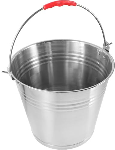 Seau D’alimentation pour Chevaux 8 L en Acier Inoxydable Argenté