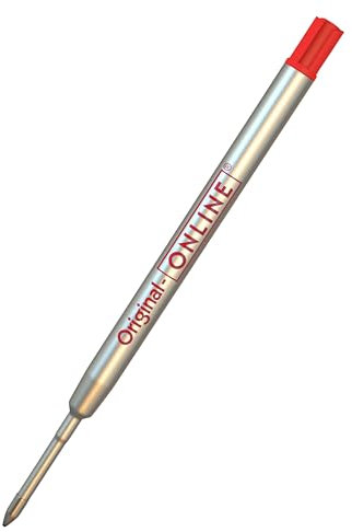 Kugelschreiber Ersatzmine von Online, Internationale Standard Großraum Mine, Strichstärke M (mittel) dokumentenecht, wasserfest, 1 Stück, Kugelschreibermine (rot) ISO 12757-2 G2 40007/3