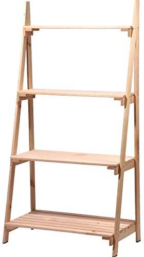 dobar® 58465e Großes Blumenregal 4-stufig | Pflanzregal Massivholz | Blumenleiter | Pflanzständer | Blumenständer | Multifunktionales Dekorationsregal | 4 Etagen | 75 x 39 x 146 cm | Natur