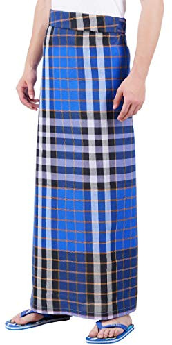 Kibs Herrkjol i 100 % bomull Saram Sarong för natten, strandkläder - sömnad - 2,20 meter/broderad blandad rutig ritning från eshop7