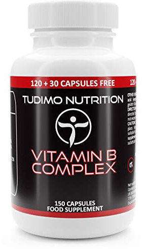 Vitamina B Complex Alto Dosaggio Vegan - 150 Capsule (Scorta 5 Mesi), Complesso Vitamina Gruppo B Essenziali Vegana - Vit B1, B2, B3, B5, B6, B9, B12, PABA, D-Biotina, Colina, Inositolo Polvere