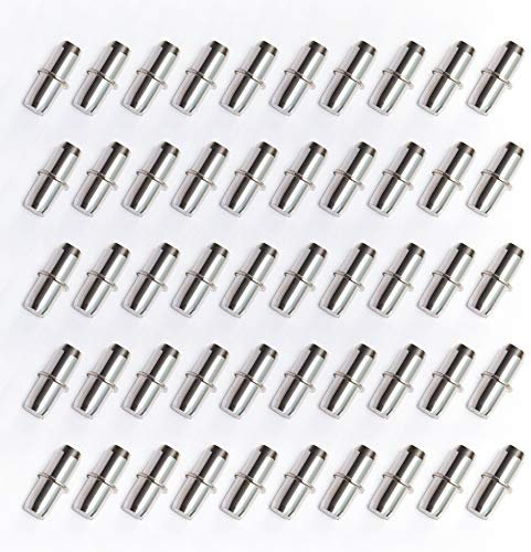 LanYing 50 Unids Clavijas de Soporte de Estante,Soporte de Estante de Gabinete de Ø6mm,Soporte Balda de Madera para Muebles de Gabinetes RZ013