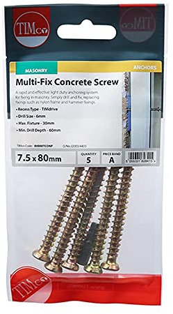 TIMCO Tornillos de Concreto Planos Avellanados Oro - 7,5 x 70