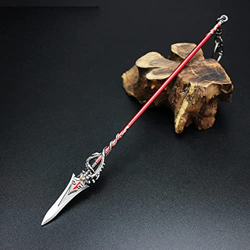 nyyuqi 1/12 Scale 8.5'' Warrior Sword Chinese RED Spear Weapon Toy Model for 6'' Action Figure Body Custom (Metal Color)
